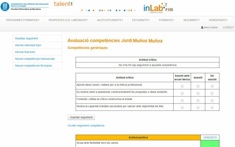 TalentSI: Gestió del programa formatiu Talent de l'inLab FIB
